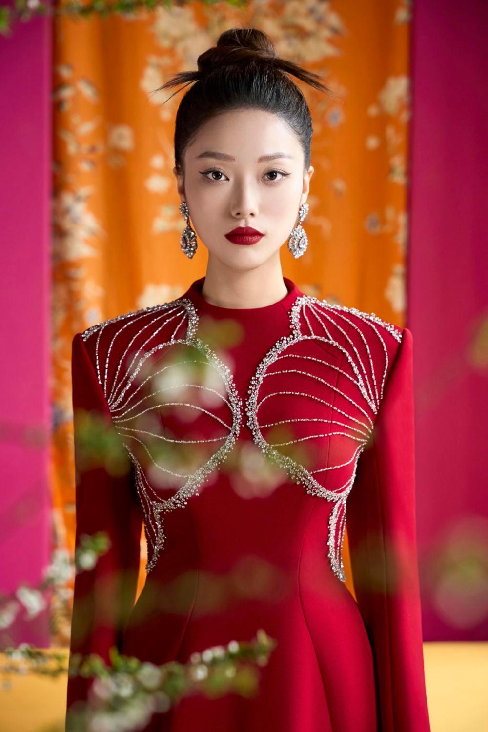 Luster A-line High Neck Velvet Satin Floor Length Ao Dai - MEAN BLVD