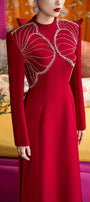 Luster A-line High Neck Velvet Satin Floor Length Ao Dai - MEAN BLVD