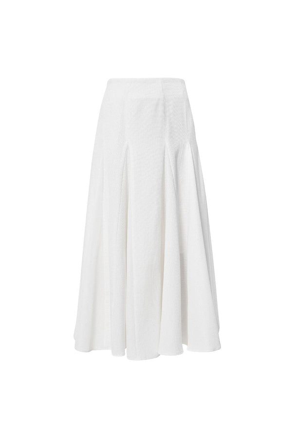 Lux Flared Box Pleated Wool Cotton Midi Skirt - MEAN BLVD