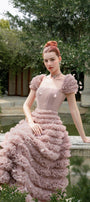 Luxe Fit and Flare Square Neck Tulle Ankle Length Dress - MEAN BLVD