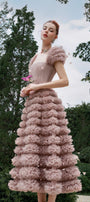 Luxe Fit and Flare Square Neck Tulle Ankle Length Dress - MEAN BLVD