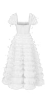 Luxe Fit and Flare Square Neck Tulle Ankle Length Dress - MEAN BLVD