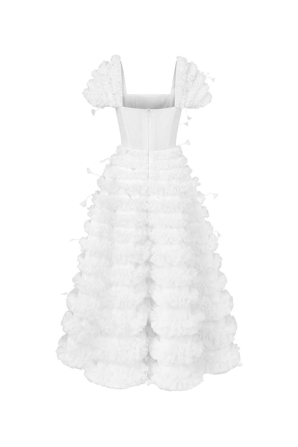 Luxe Fit and Flare Square Neck Tulle Ankle Length Dress - MEAN BLVD