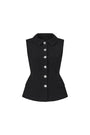 Luxe Peplum Button Poly Silk Vest - MEAN BLVD