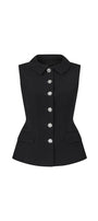 Luxe Peplum Button Poly Silk Vest - MEAN BLVD