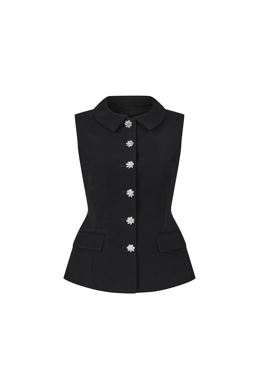 Luxe Peplum Button Poly Silk Vest - MEAN BLVD