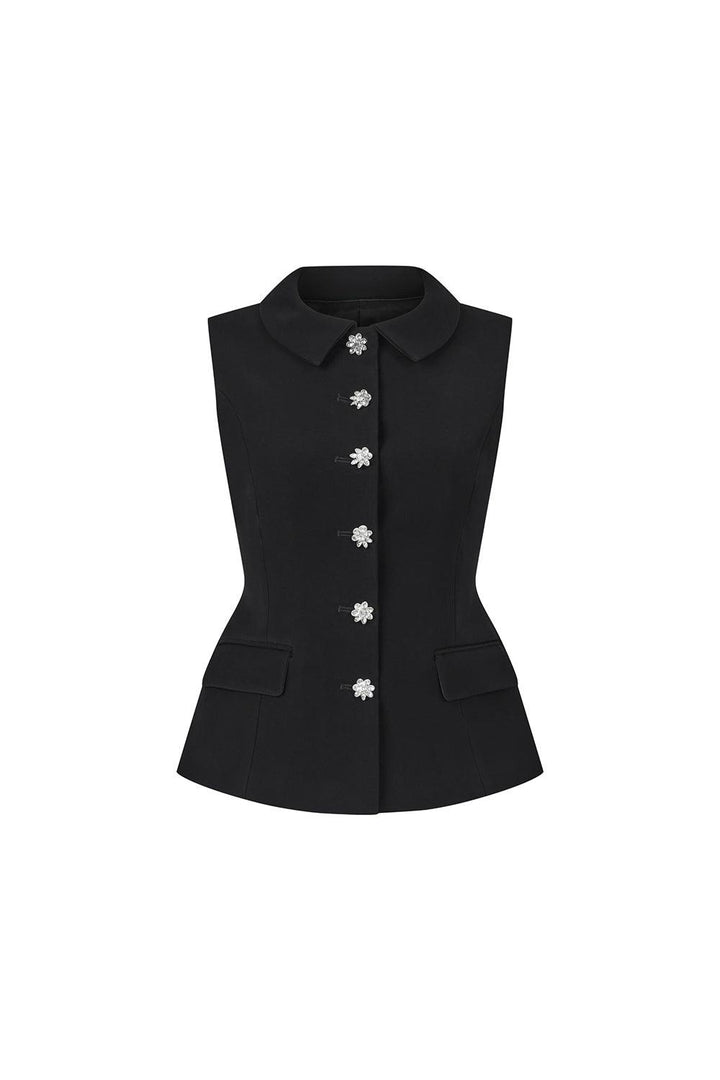 Luxe Peplum Button Poly Silk Vest - MEAN BLVD