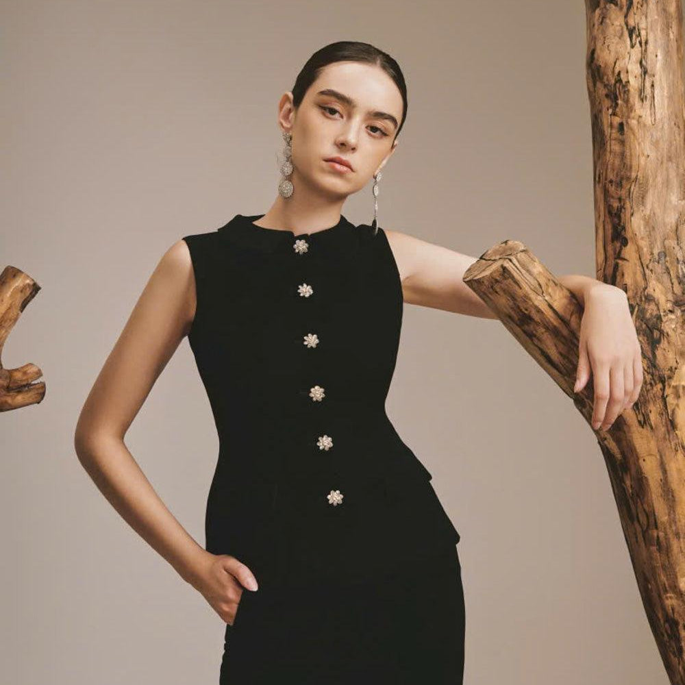 Luxe Peplum Button Poly Silk Vest - MEAN BLVD