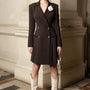 Lydia Pleated Notch Lapel Wool Knee-length Dress - MEAN BLVD