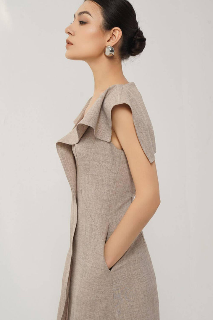 Lyla A-line Ruffled Cotton Calf Length Dress - MEAN BLVD