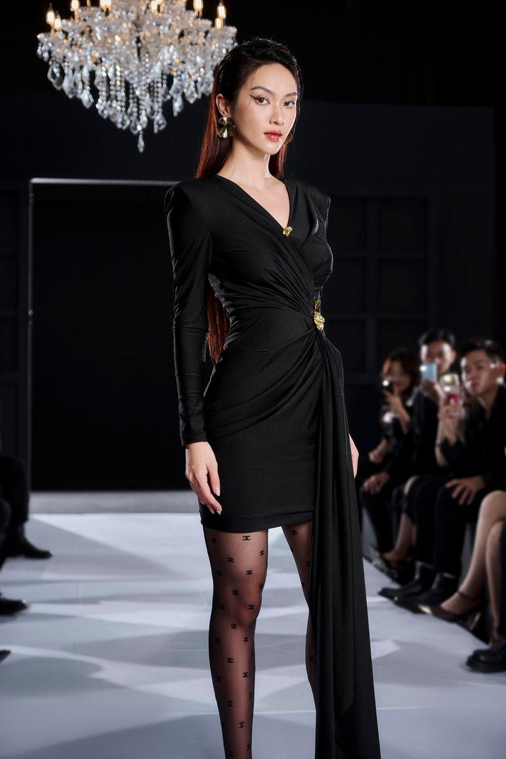 Lynie Sarong V-Neck Spandex High-low Dress - MEAN BLVD