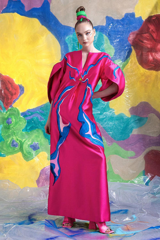 Lyra Straight V-Neck Zibeline Ankle Length Dress - MEAN BLVD