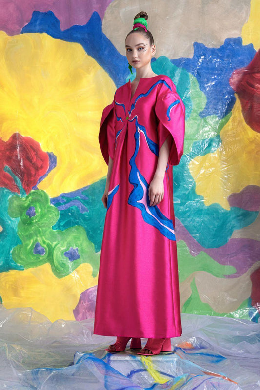 Lyra Straight V-Neck Zibeline Ankle Length Dress - MEAN BLVD