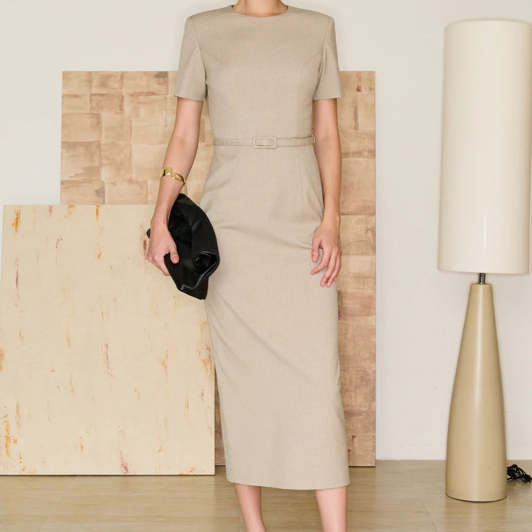 Mabel Round Neck Midi Dress - MEAN BLVD