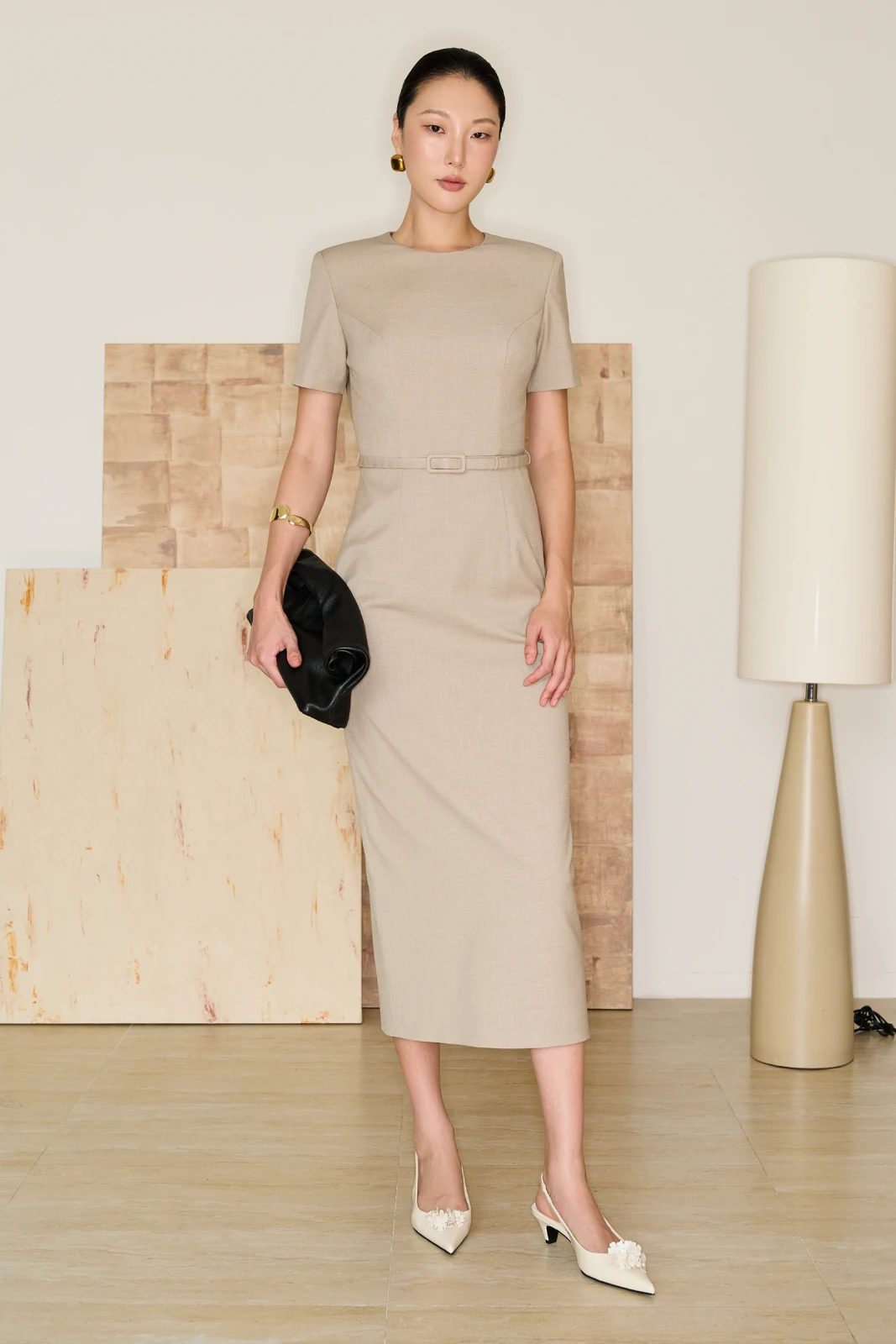 Mabel Round Neck Midi Dress - MEAN BLVD