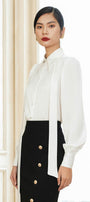 Mabel Straight Long Sleeved Satin Shirt - MEAN BLVD