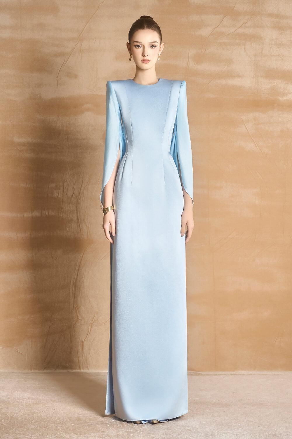 Mabill A-line Round Neck Satin Floor Length Ao Dai - MEAN BLVD