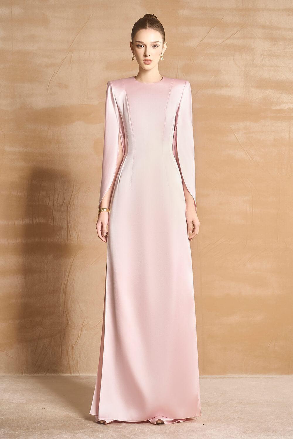 Mabill A-line Round Neck Satin Floor Length Ao Dai - MEAN BLVD