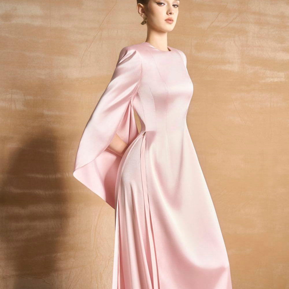 Mabill A-line Round Neck Satin Floor Length Ao Dai - MEAN BLVD