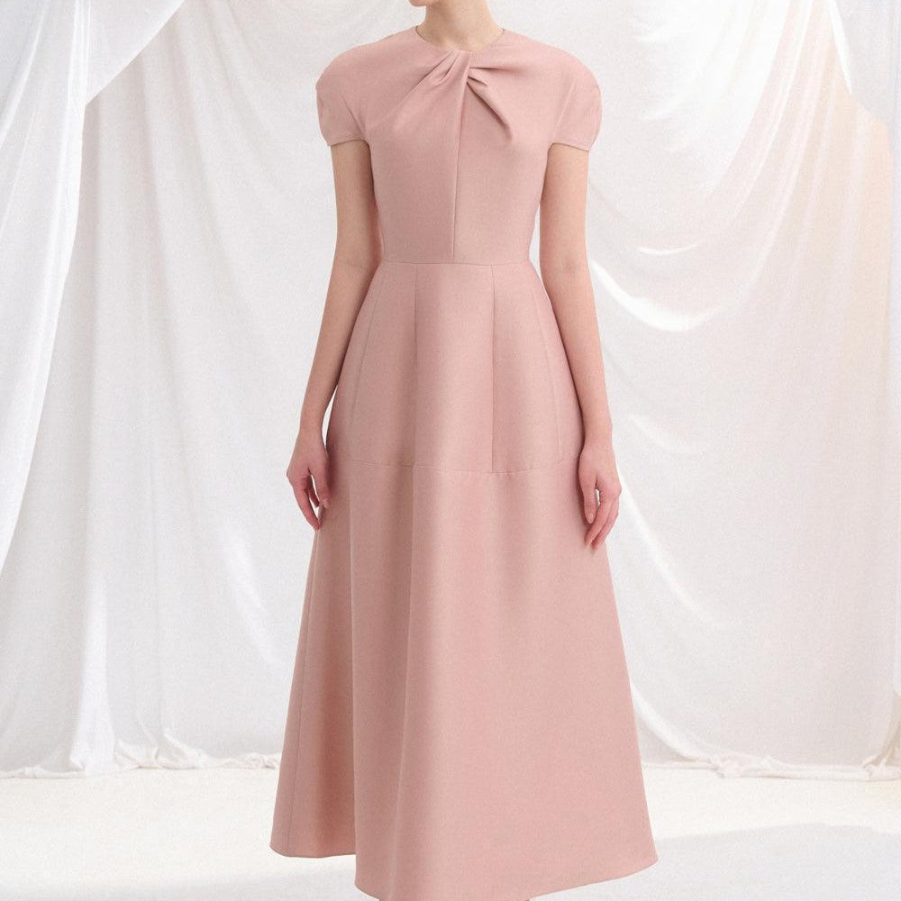 Macy A-line Round Neck Taffeta Midi Dress - MEAN BLVD