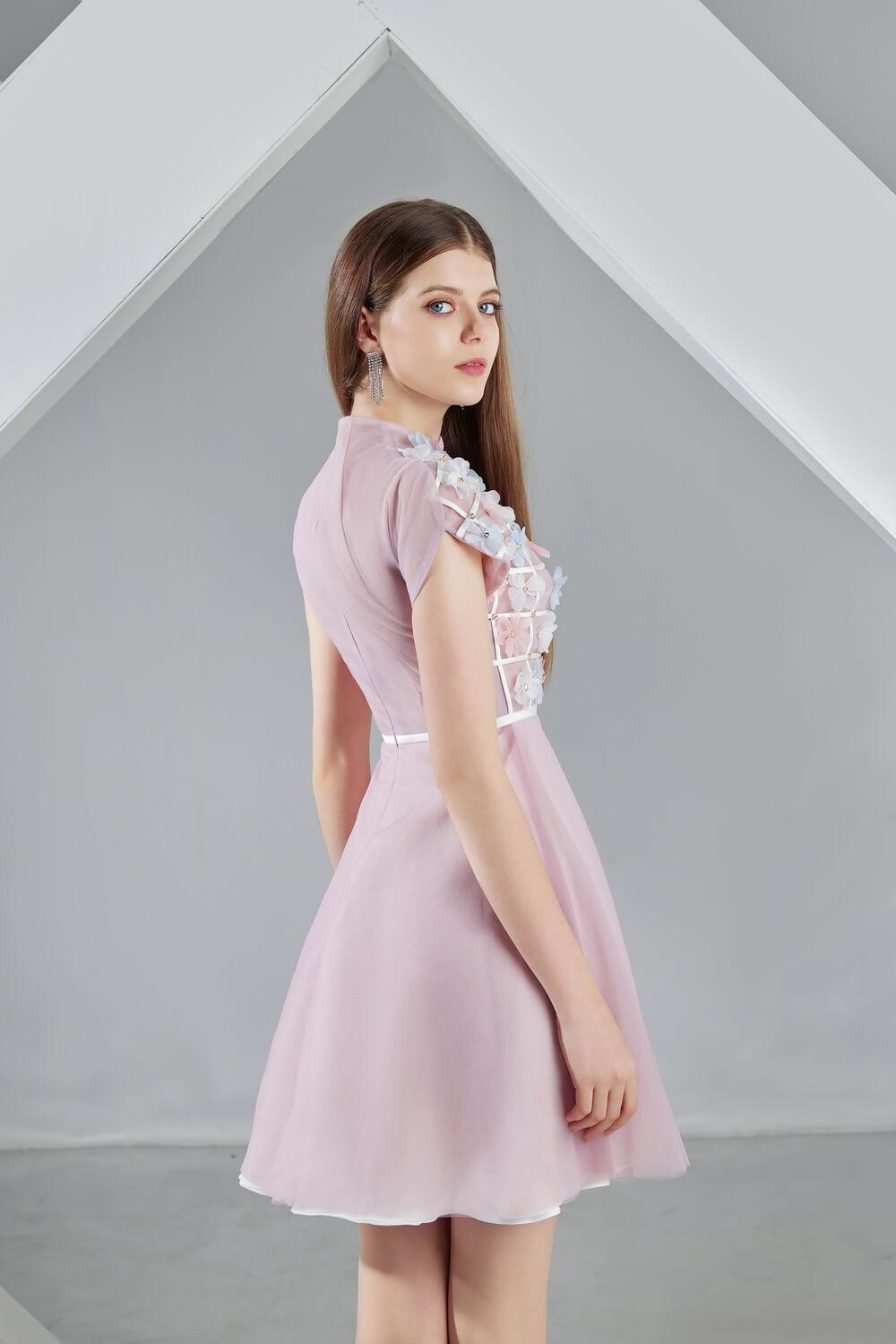 Women's Macy A-line Short Sleeved Organza Mini Dress S/M/L/XL Pink/Blue MEAN BLVD S / Blue Women's Macy A-line Short Sleeved Organza Mini Dress S/M/L/XL Pink/Blue MEAN BLVD S / Blue