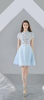 Macy A-line Short Sleeved Organza Mini Dress - MEAN BLVD