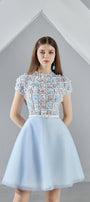 Macy A-line Short Sleeved Organza Mini Dress - MEAN BLVD