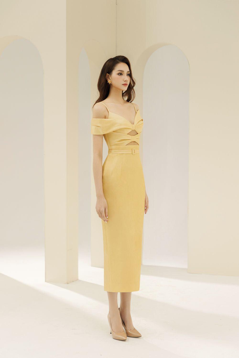 Madalena Pegged Cold Shoulder Sleeved Polyester Silk Midi Dress - MEAN BLVD