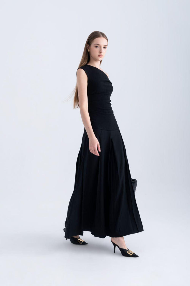 Maddie A-line Box Pleated Polycotton Ankle Length Skirt - MEAN BLVD