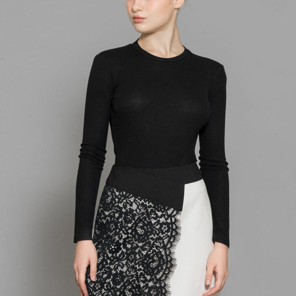 Maddie A-line Contrasting Waistband Wool Mini Skirt - MEAN BLVD