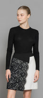 Maddie A-line Contrasting Waistband Wool Mini Skirt - MEAN BLVD