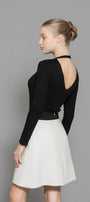 Maddie A-line Contrasting Waistband Wool Mini Skirt - MEAN BLVD