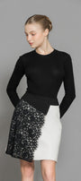 Maddie A-line Contrasting Waistband Wool Mini Skirt - MEAN BLVD