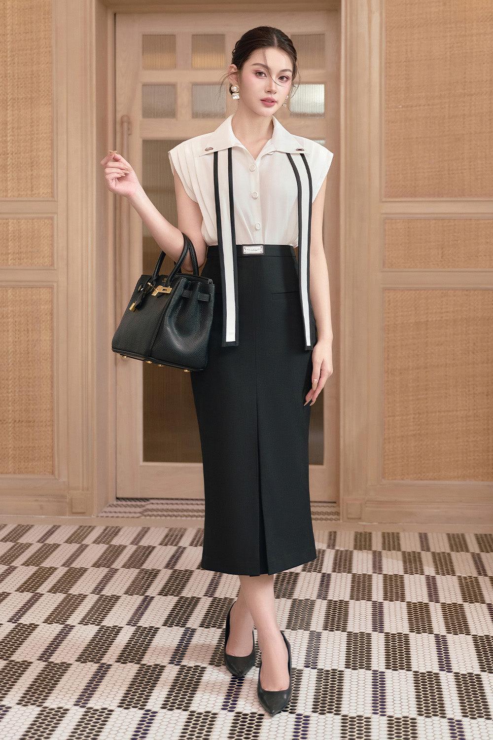 Maddy Pencil Cap Sleeved Cotton Silk Midi Set - MEAN BLVD