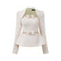 Maddy Peplum Queen Anne Neck Tweed Top - MEAN BLVD