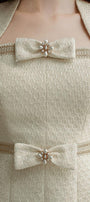 Maddy Peplum Queen Anne Neck Tweed Top - MEAN BLVD