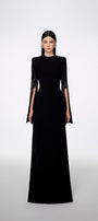 Madeline Bodycon Slit Sleeved Crepe Floor Length Dress - MEAN BLVD