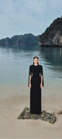 Madeline Bodycon Slit Sleeved Crepe Floor Length Dress - MEAN BLVD