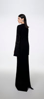 Madeline Bodycon Slit Sleeved Crepe Floor Length Dress - MEAN BLVD