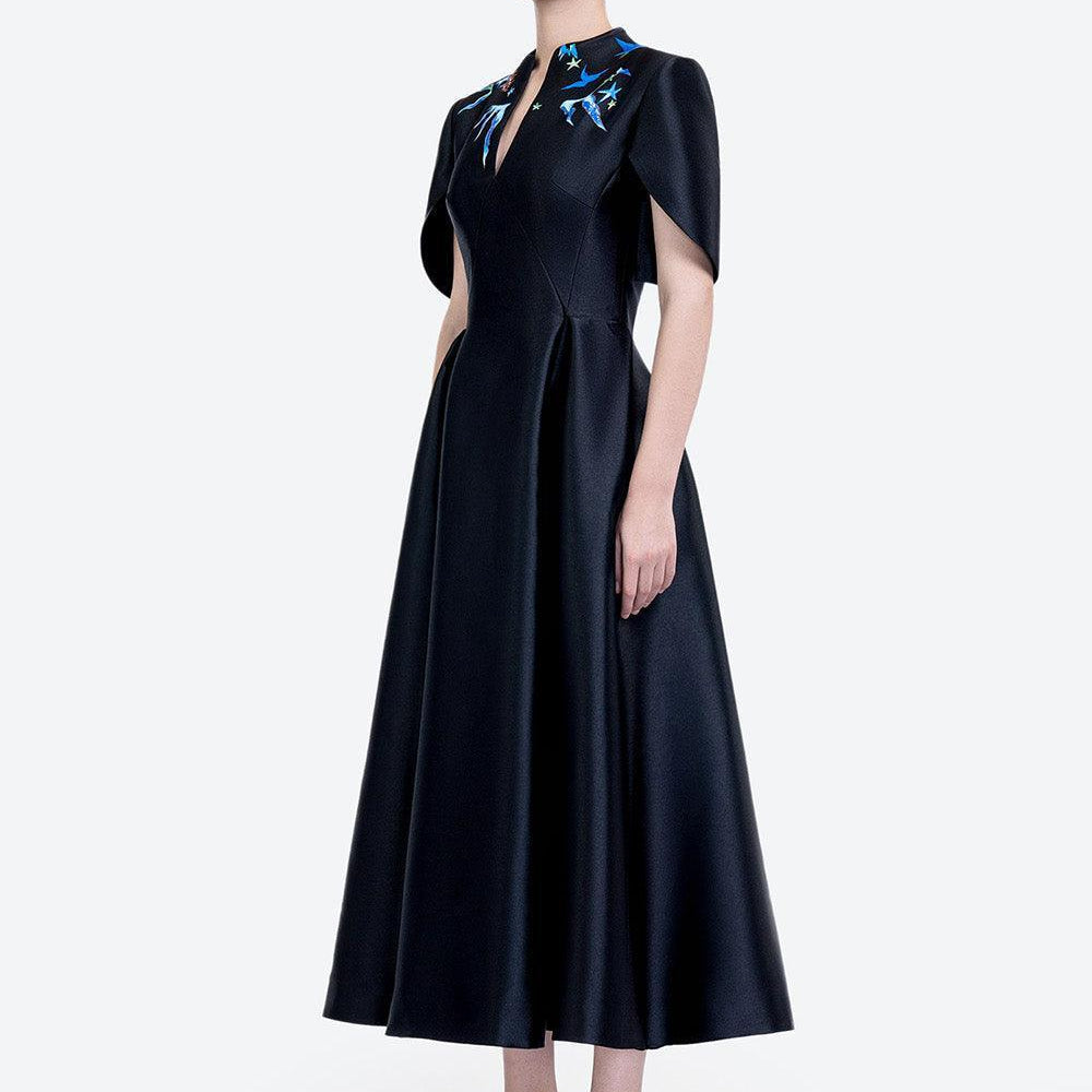 Madilyn A-line Slit Sleeved Zibeline Midi Dress - MEAN BLVD