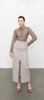 Madison Straight Slit Hem Polyester Maxi Skirt - MEAN BLVD