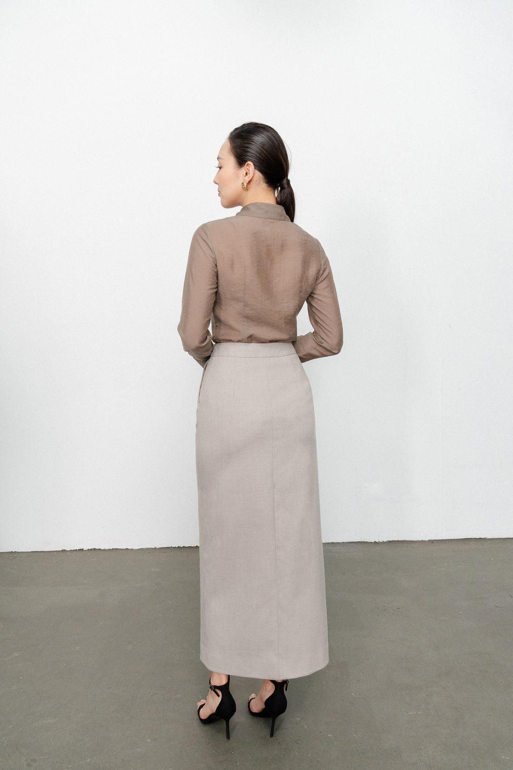 Madison Straight Slit Hem Polyester Maxi Skirt - MEAN BLVD