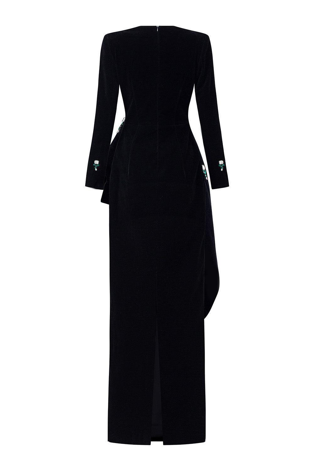 Madisyn Sheath Extended Flap Velvet Floor Length Dress - MEAN BLVD