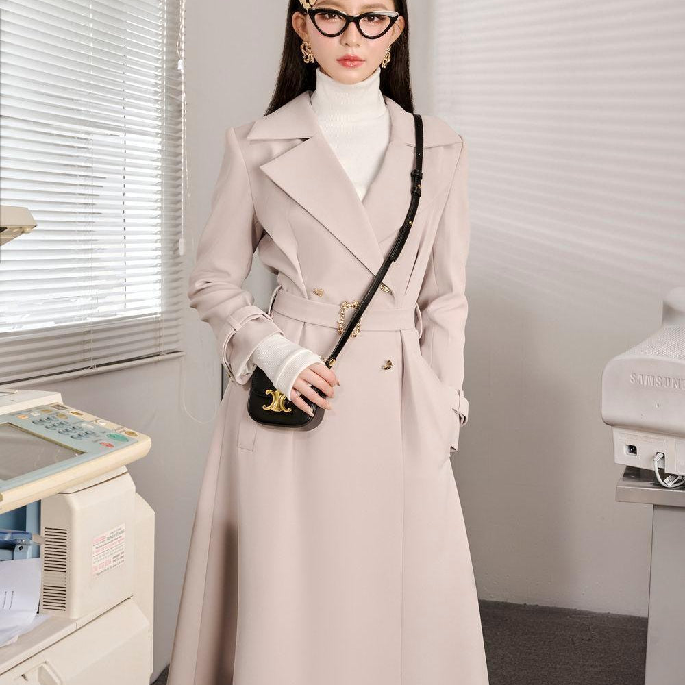 Madon Straight Notch Lapel Polyester Trench Coat - MEAN BLVD