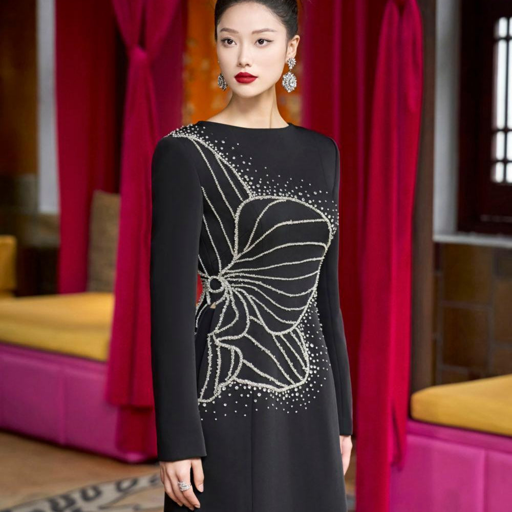 Magnif Sheath Boat Neck Velvet Satin Maxi Dress - MEAN BLVD