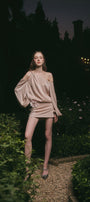 Magnolia A-line Cold Shoulder Sleeved Silk Mini Dress - MEAN BLVD