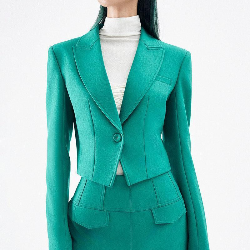 Mailen Cropped V-Neck Cotton Blend Jacket - MEAN BLVD