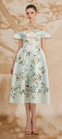 Maisie A-line Round Neck Silk Satin Midi Dress - MEAN BLVD