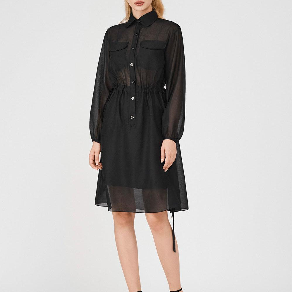 Maisie A-line See-Through Organza Midi Dress - MEAN BLVD