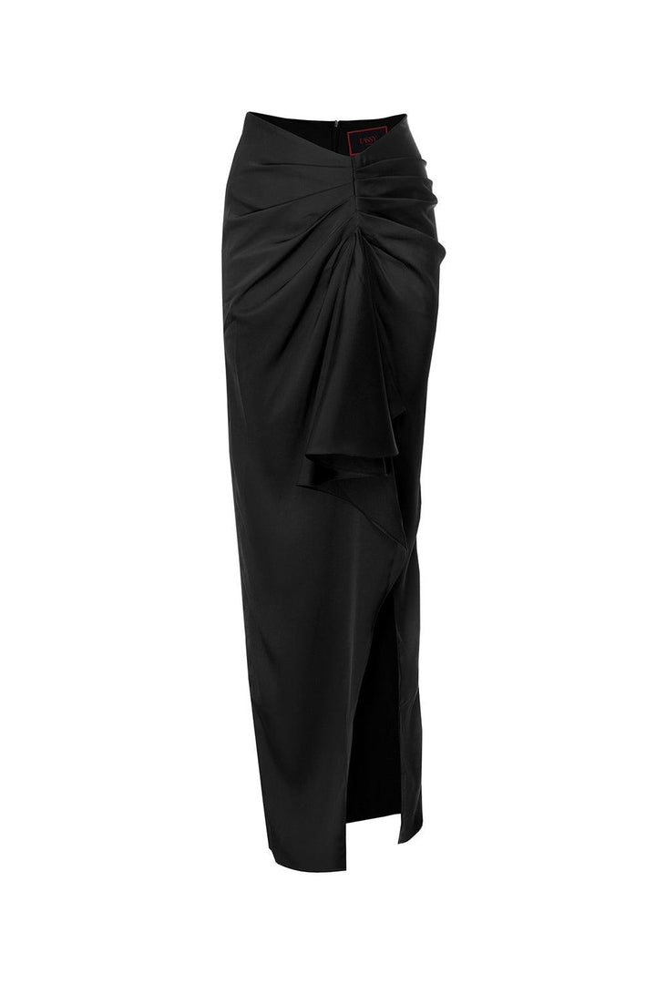 Maisie Slit Gathered Silk Ankle Length Skirt - MEAN BLVD